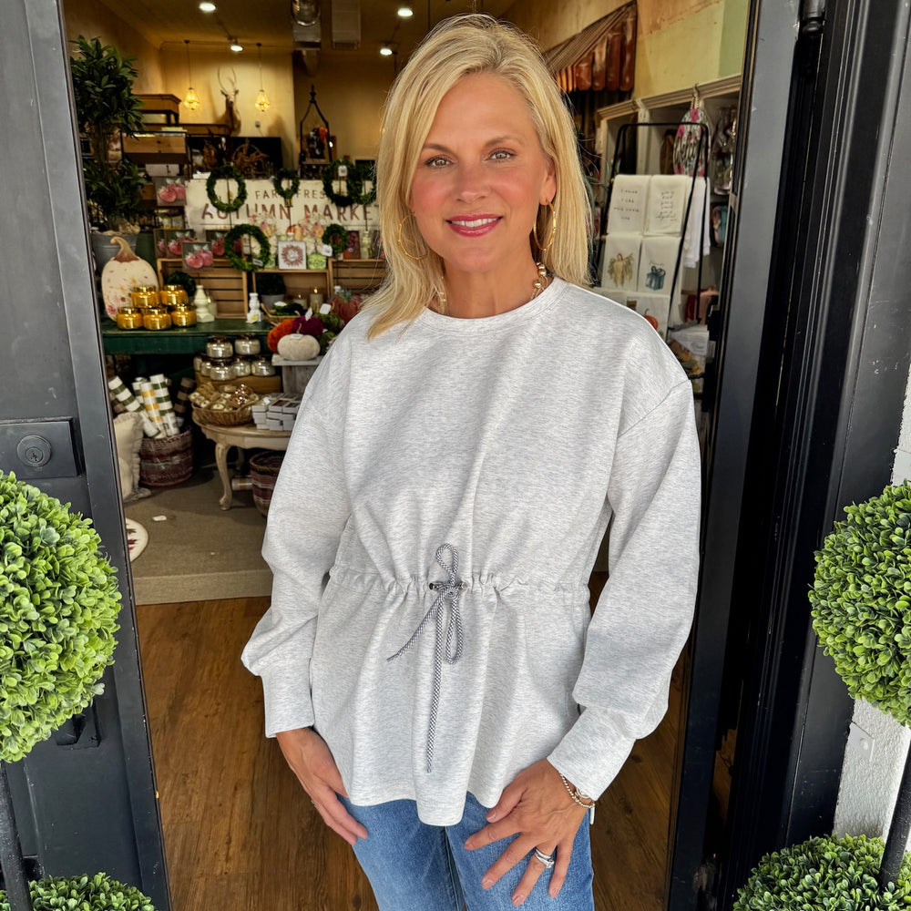 Courtney Pullover Top- Heather Grey