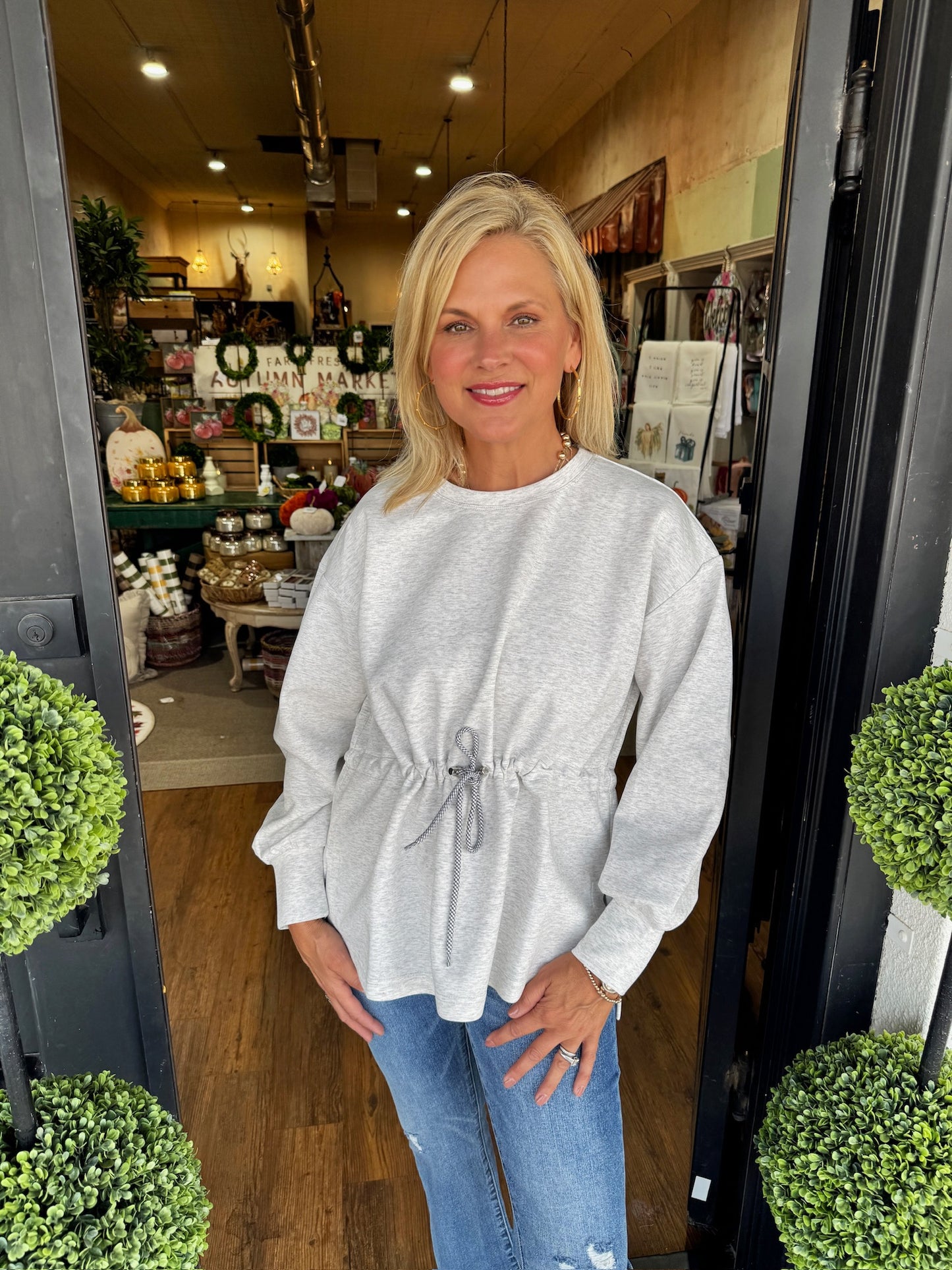 Courtney Pullover Top- Heather Grey