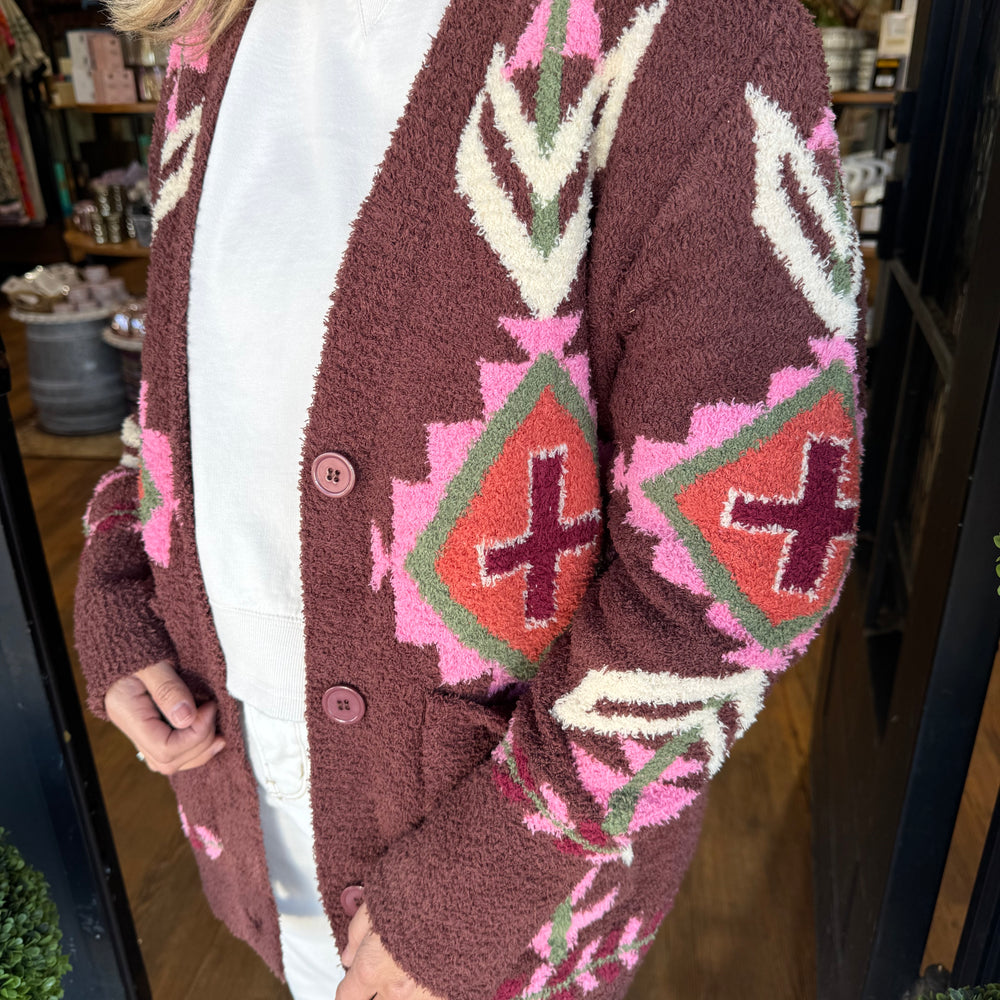 
                  
                    Winnie Cardigan - Mocha Multi
                  
                