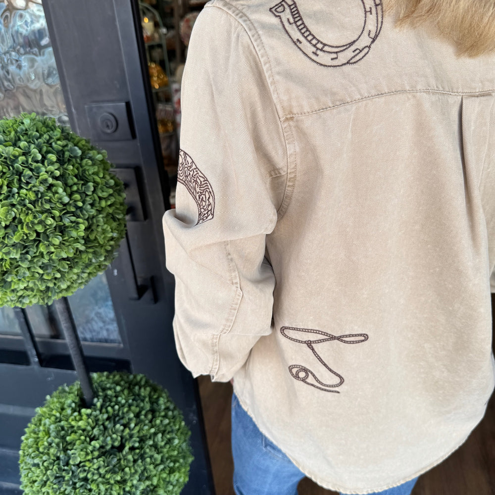 
                  
                    Maize Embroidered Button Down Top
                  
                