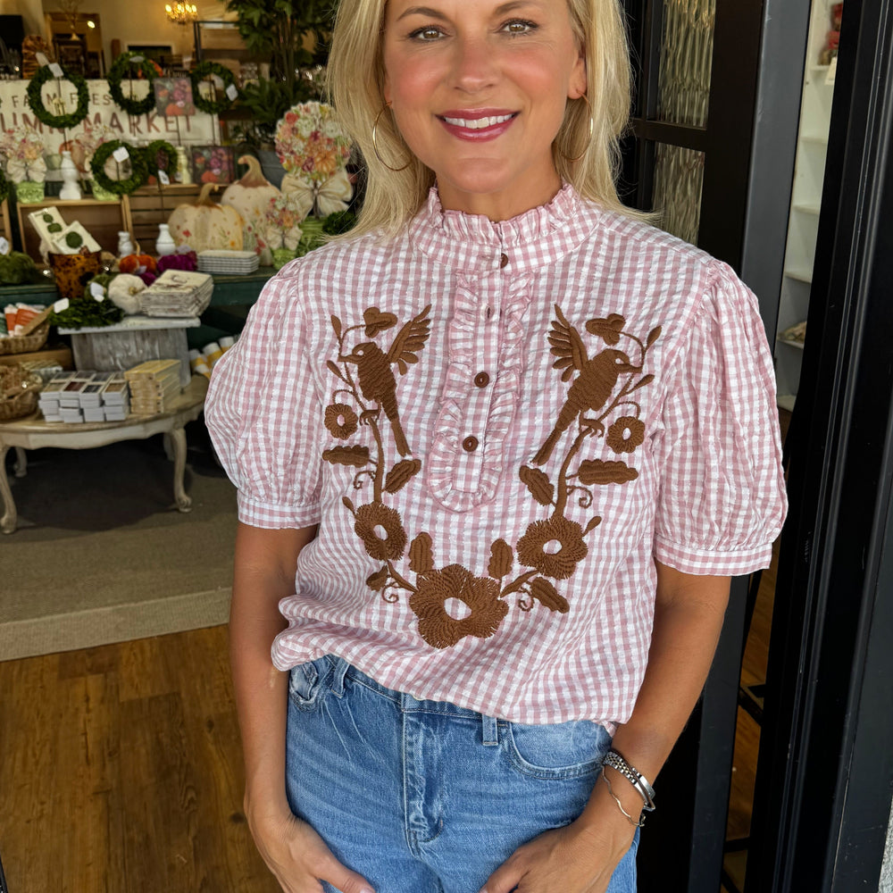 Sister Mary Blanca Top - Pink Checkered
