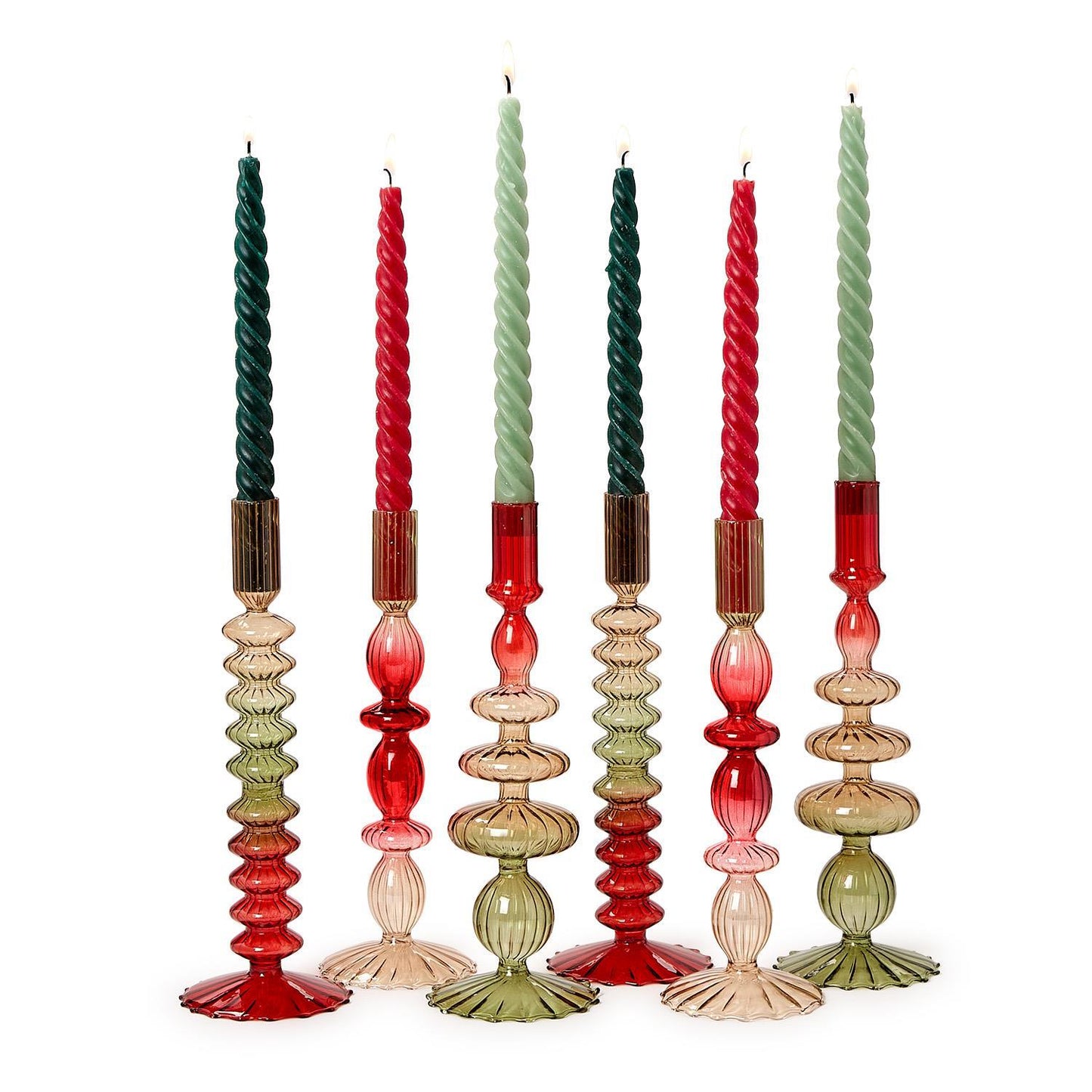 Ombre Hand-Blown Glass Candlestick - Slim Bubble