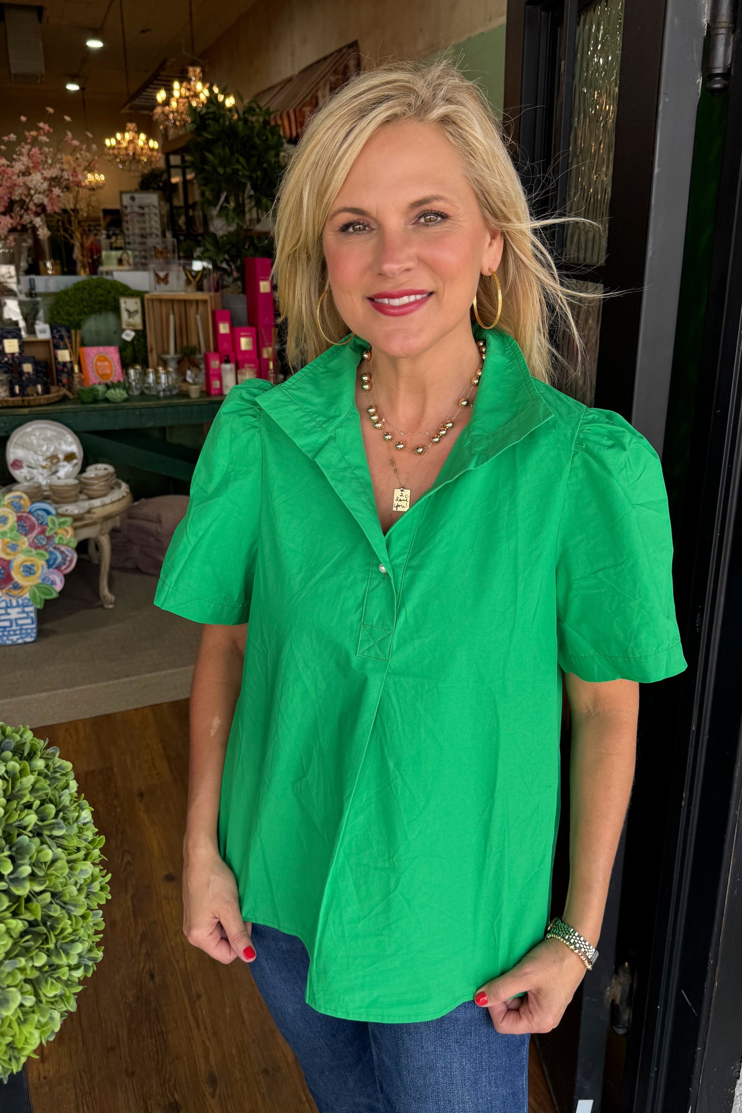 Hazel Top- Green
