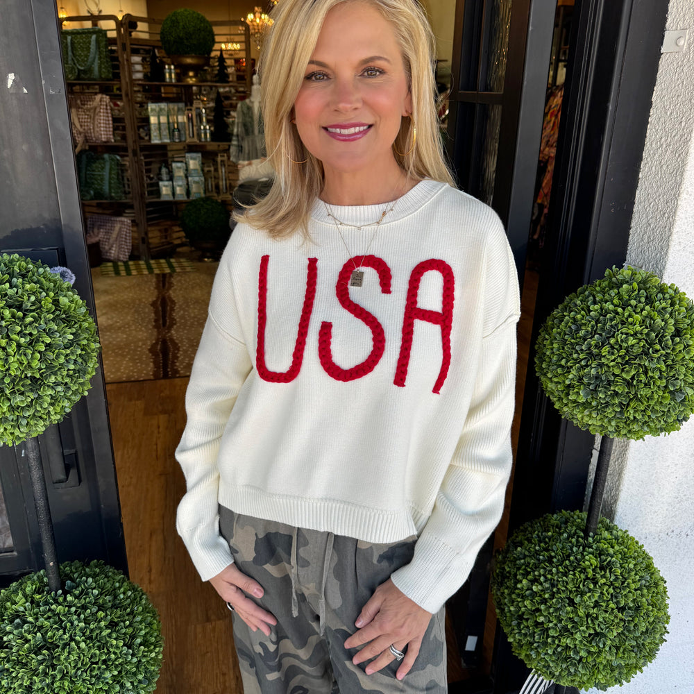 Martha Sweater - Off White/Red