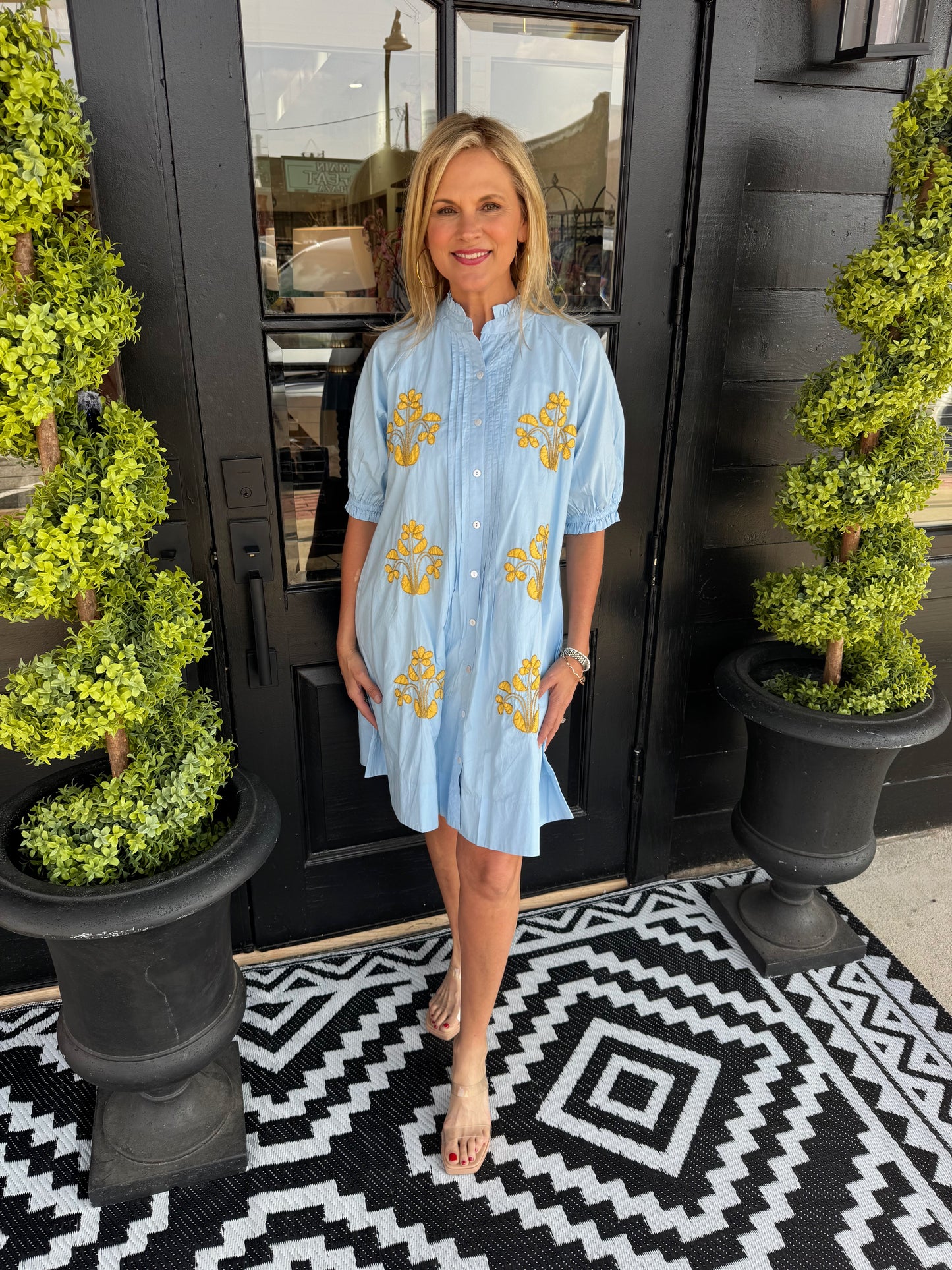 Uncle Frank Blocked Embroidery Dress