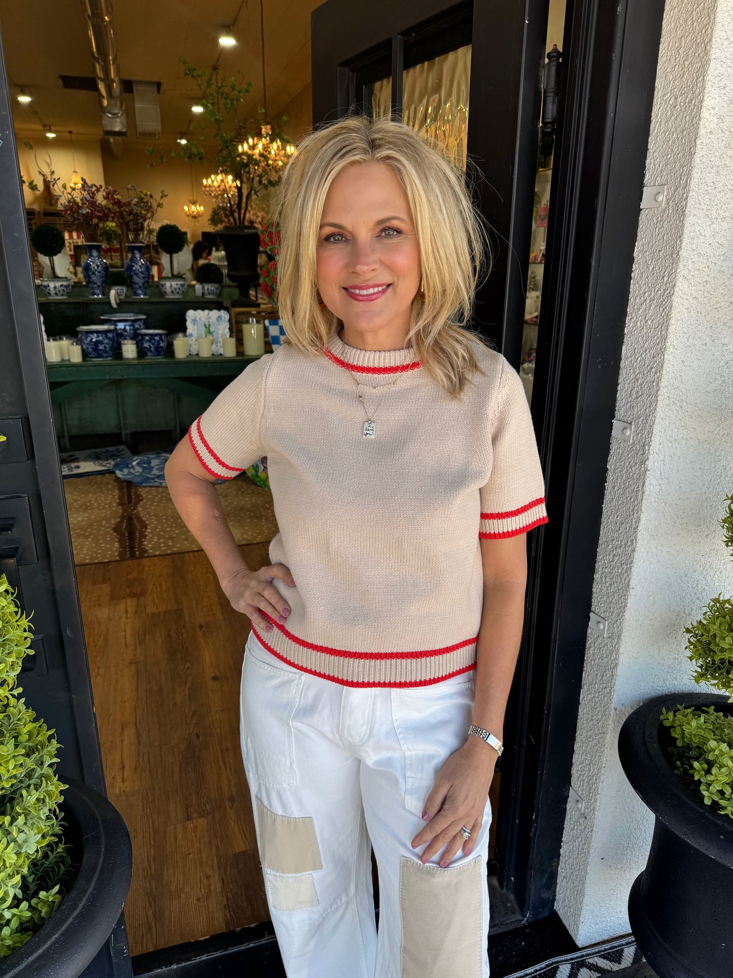 Molly Top - Natural/Poppy