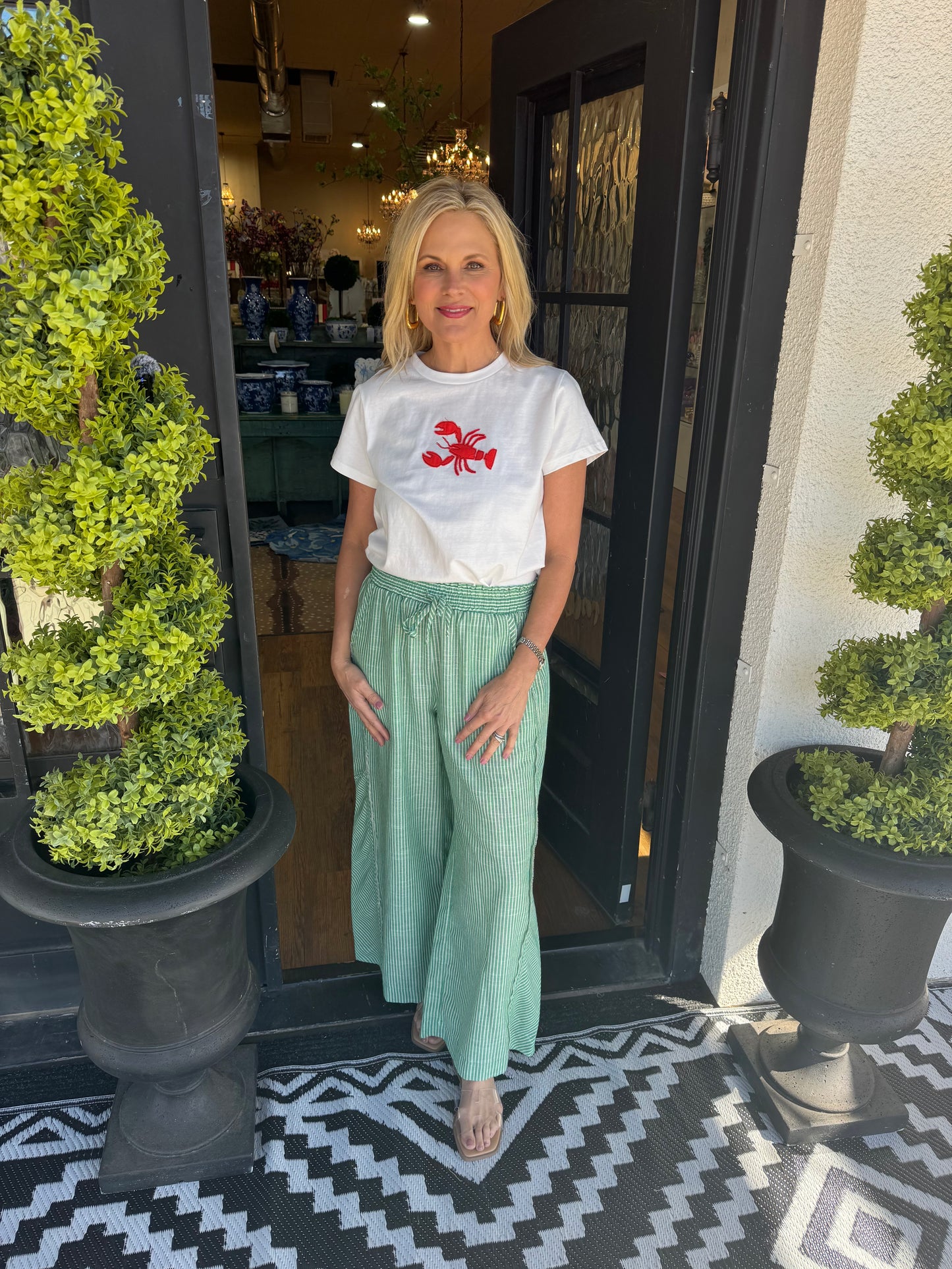 Lobster Tee - Off White/Red