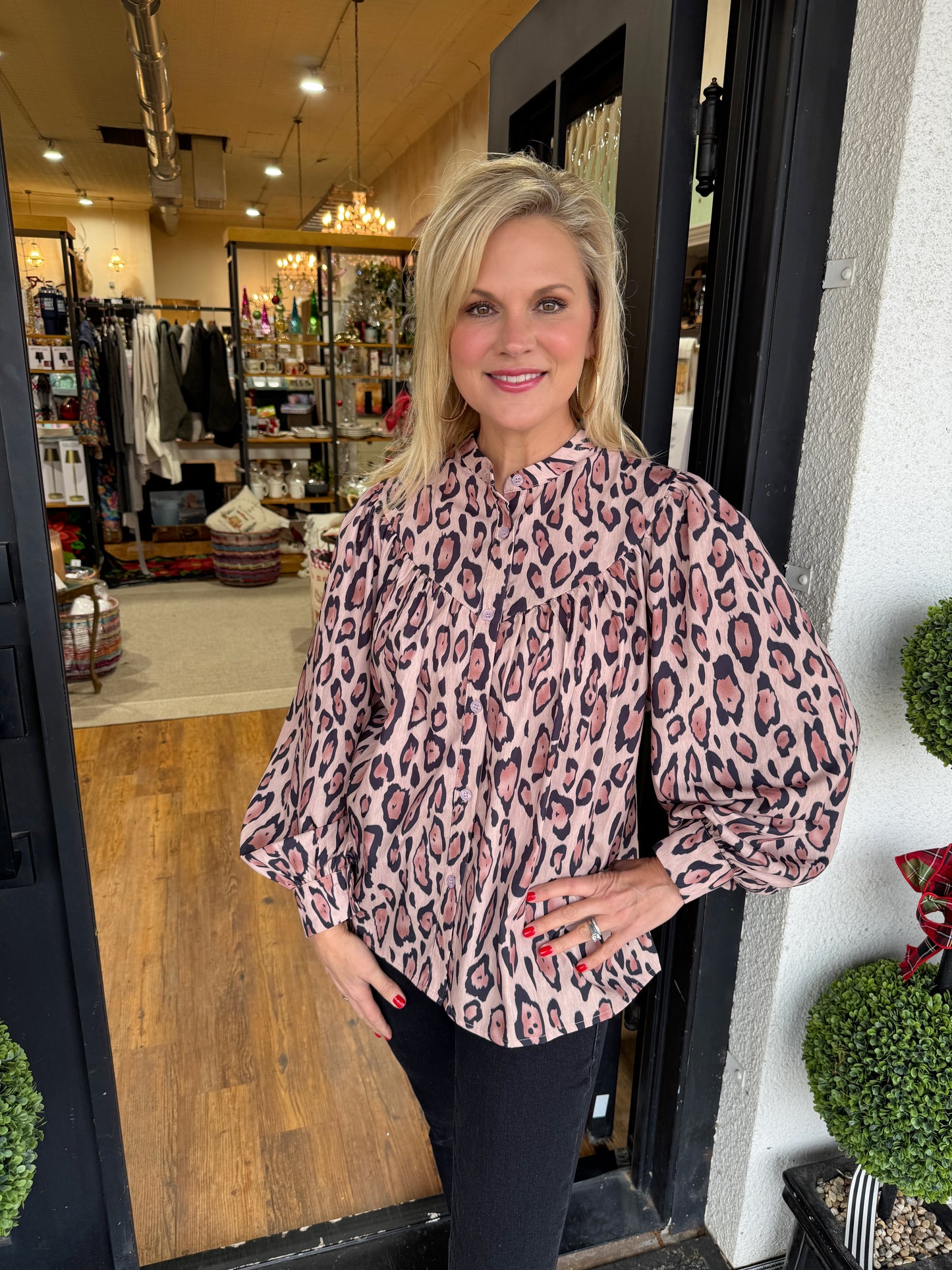 Journee Leopard Blouse