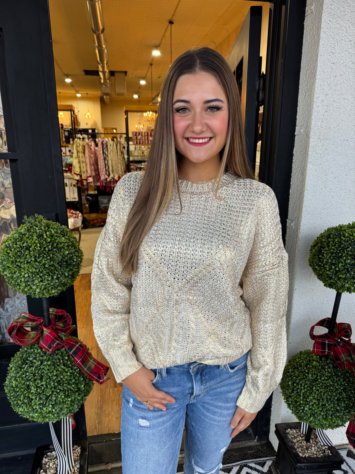 Catalina Gold Foil Knit Sweater