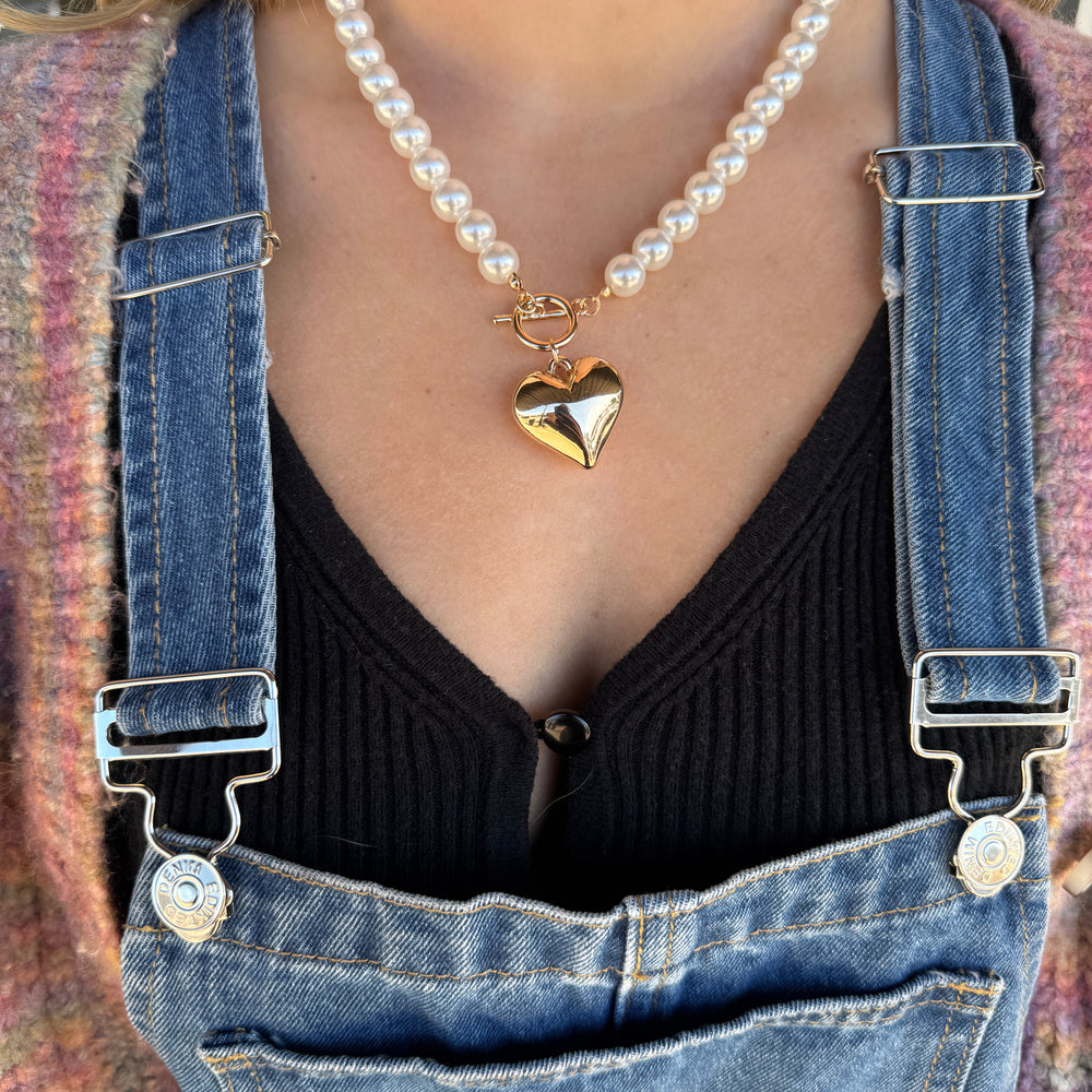 Chunky Pearl Heart Necklace