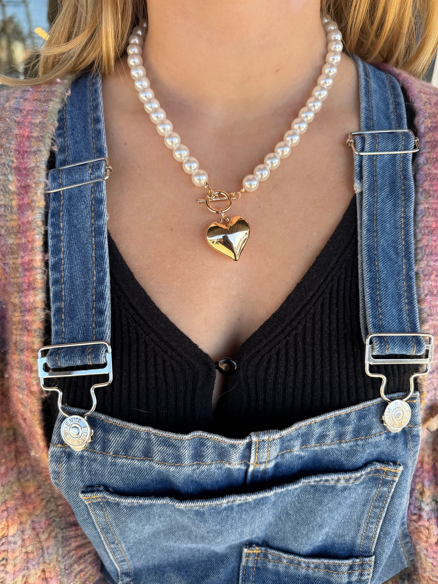 Chunky Pearl Heart Necklace