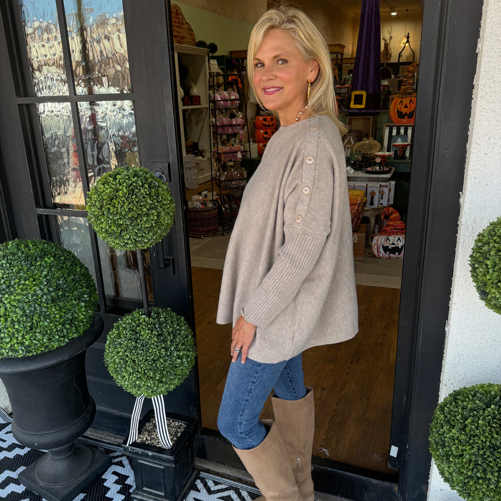 
                  
                    Sheffield Button Sweater - Tan
                  
                