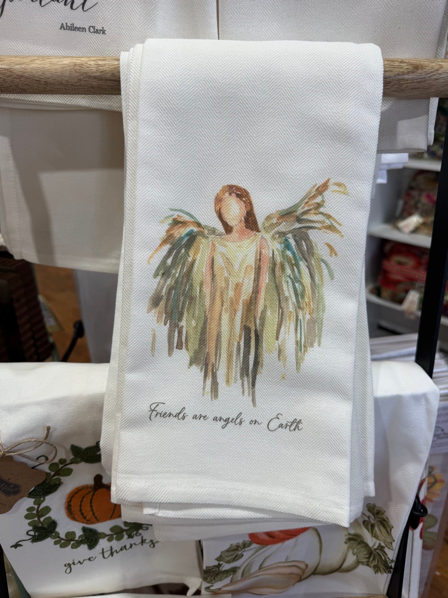 Friends Are Angels On Earth Tea Towel