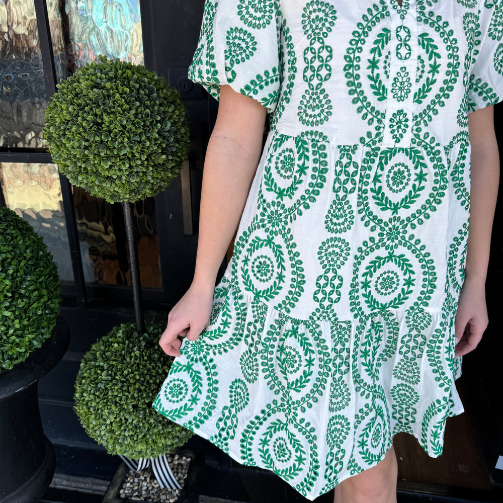 
                  
                    Birdie Embroidered Dress- Green
                  
                