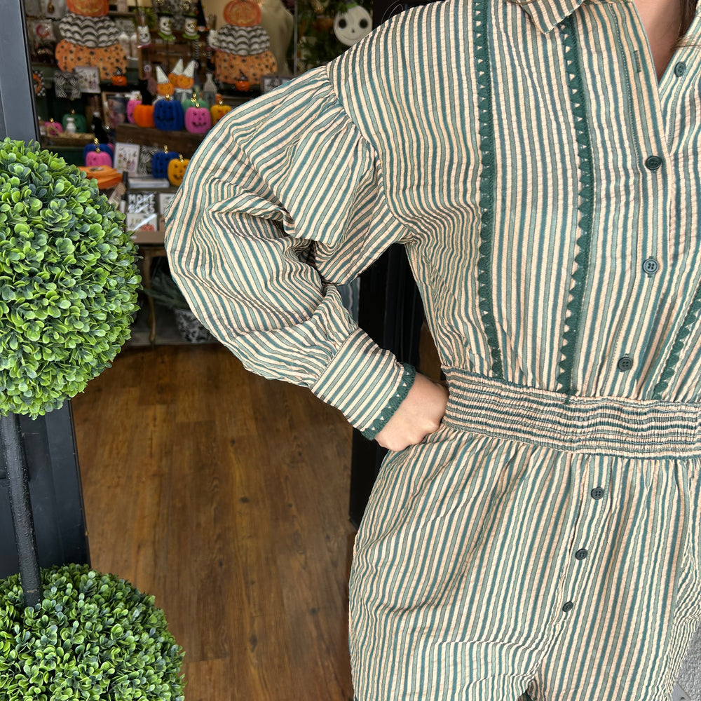 
                  
                    Kianna Striped Romper
                  
                