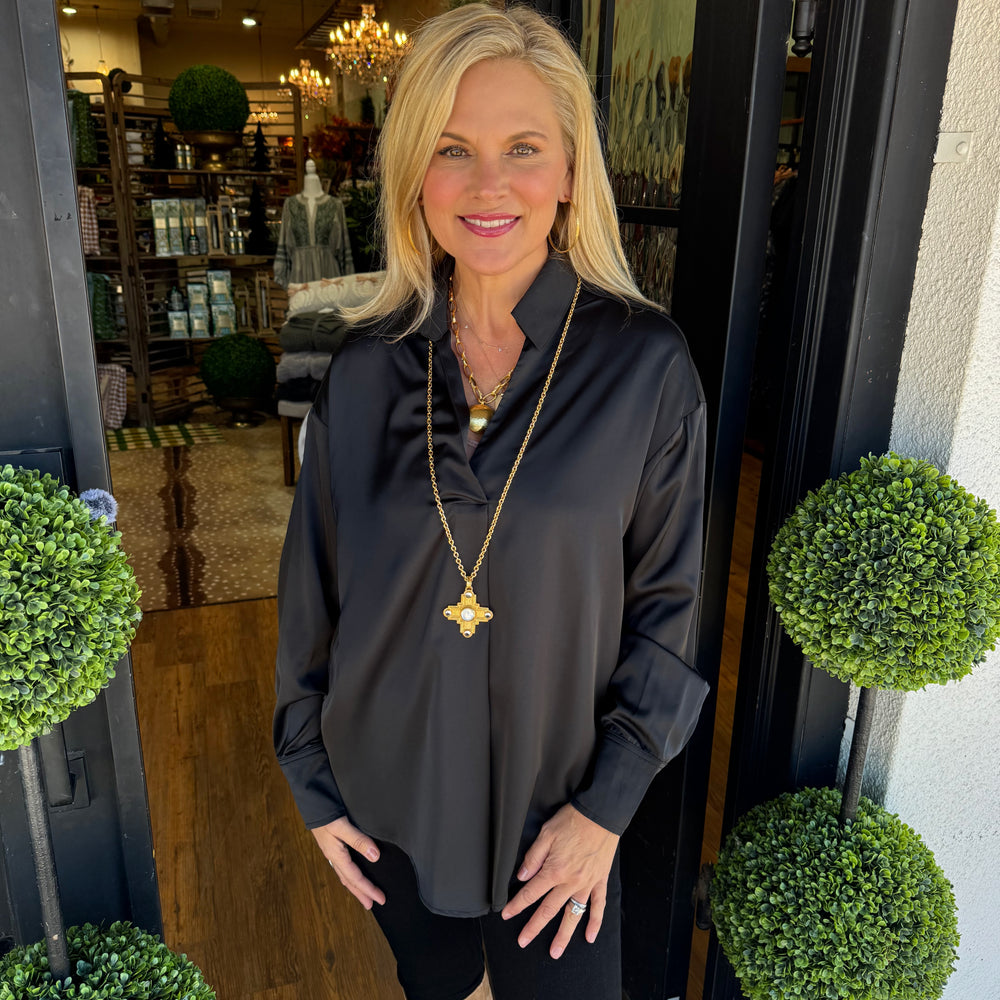Cora Satin Top - Black