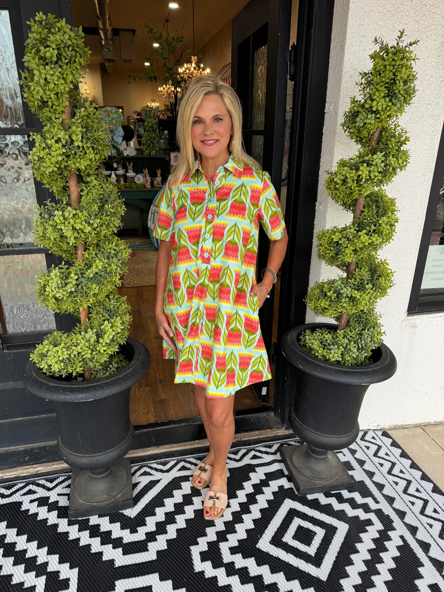 Uncle Frank Aqua Swing Shirt Dress