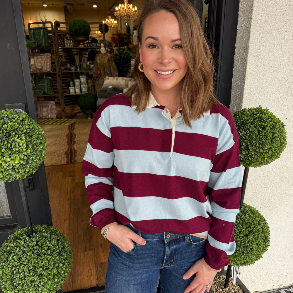 Ezra Top - Burgundy/Blue