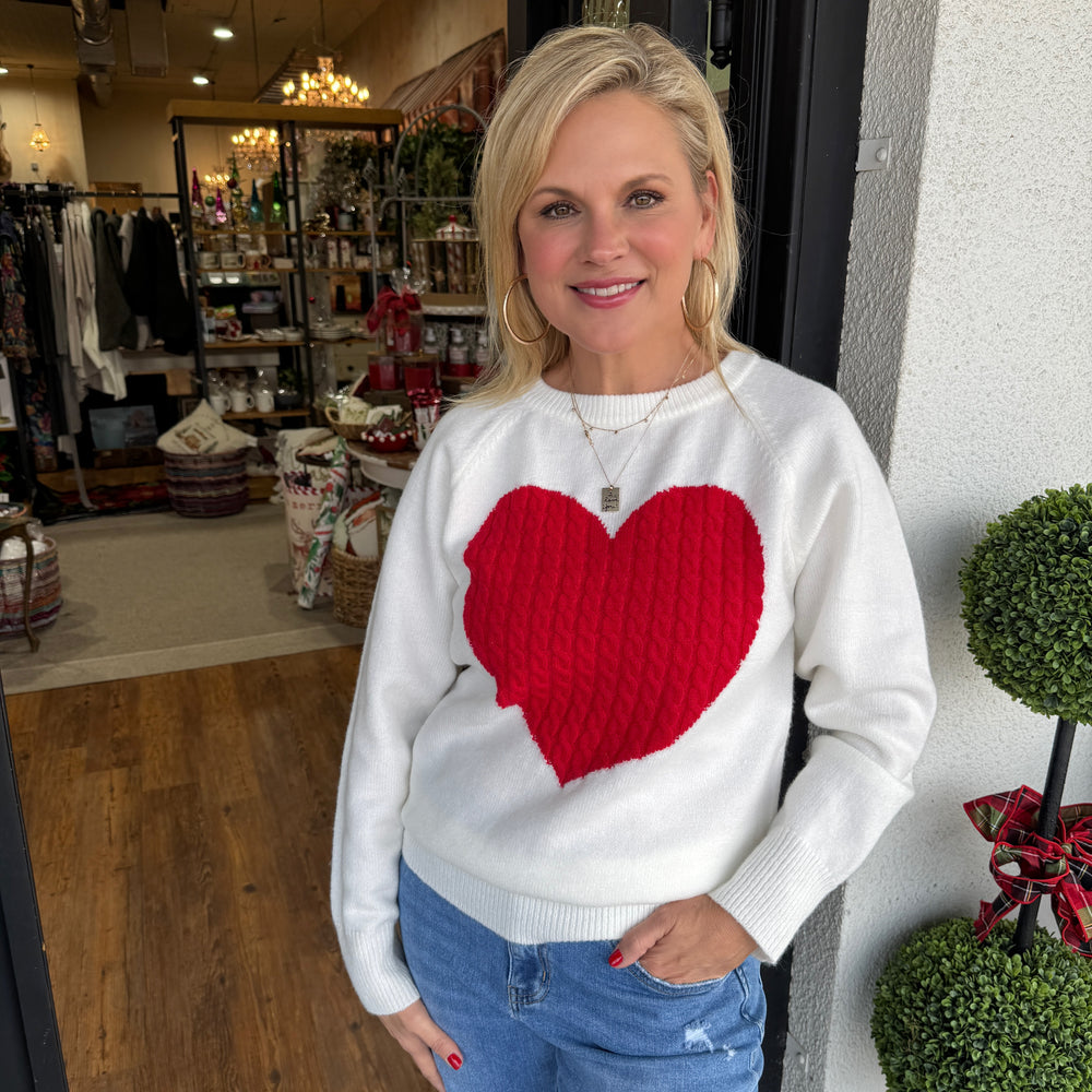 Sage Heart Sweater- Red