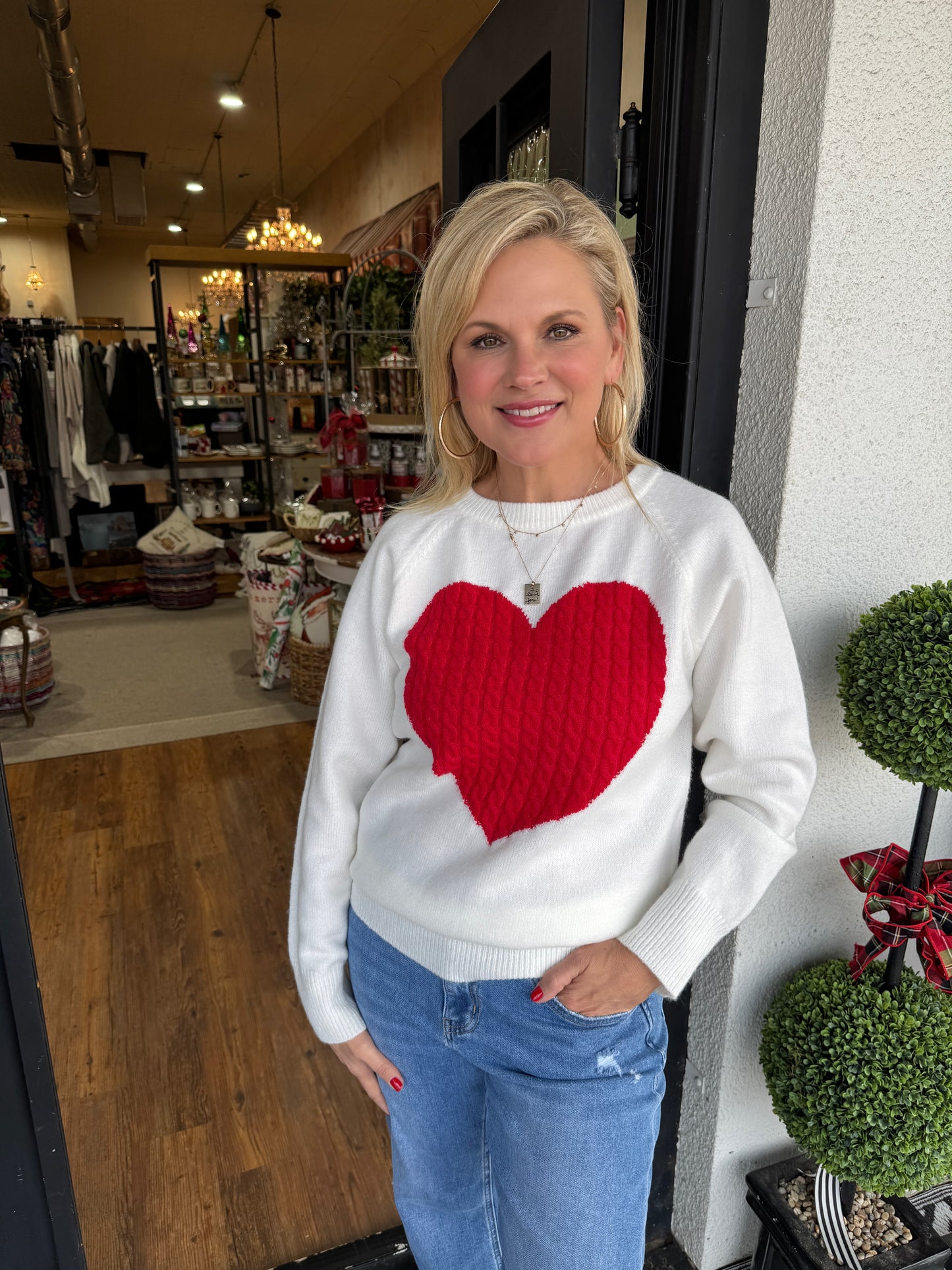 Sage Heart Sweater- Red