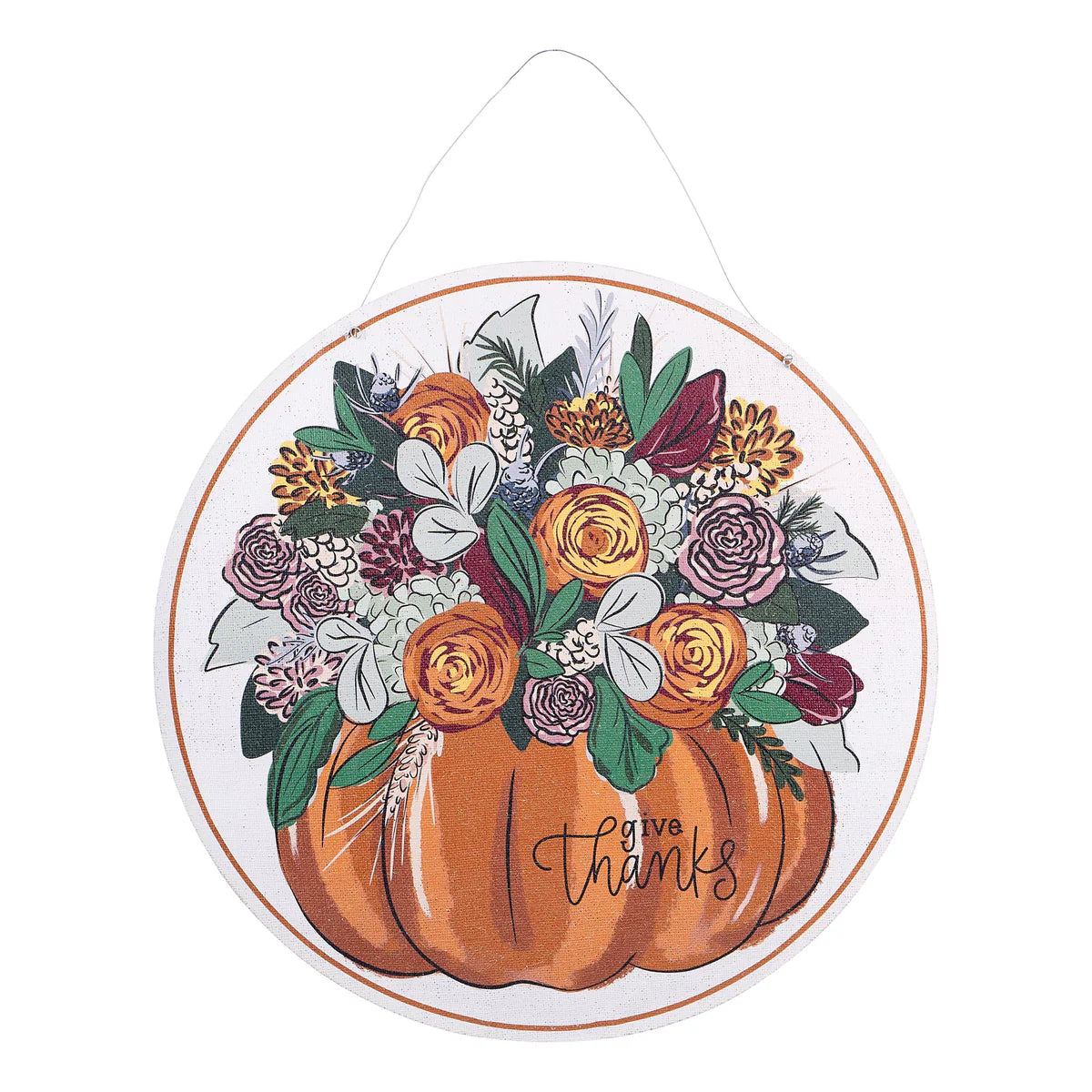 Give Thanks Pumpkin/ Merry Christmas Bell Burlee Door Hanger