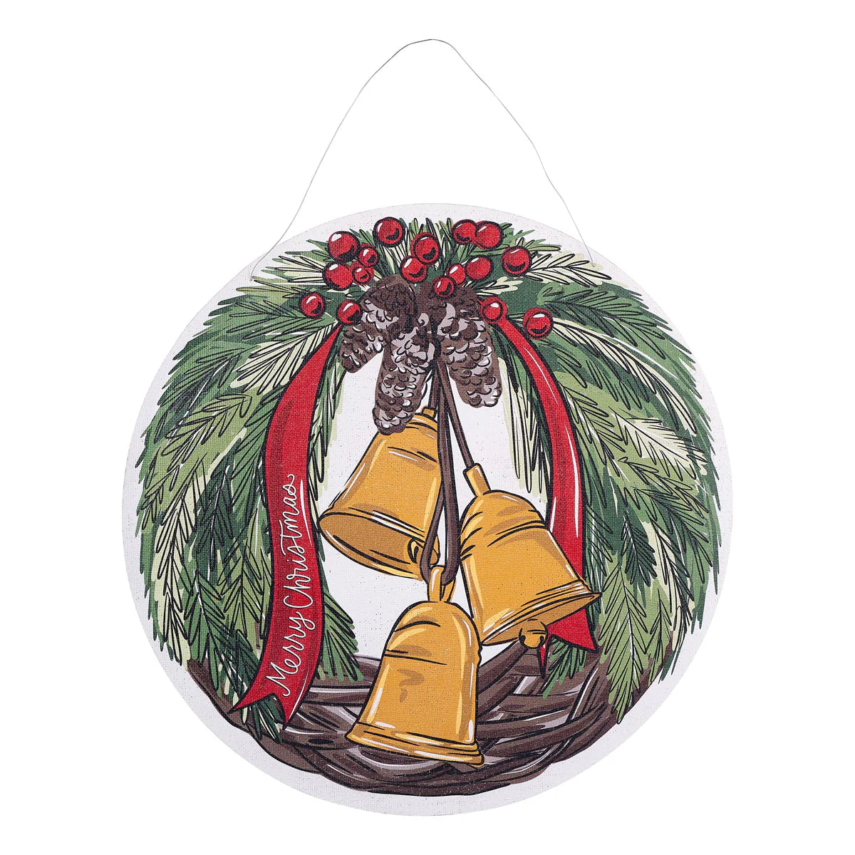 Give Thanks Pumpkin/ Merry Christmas Bell Burlee Door Hanger