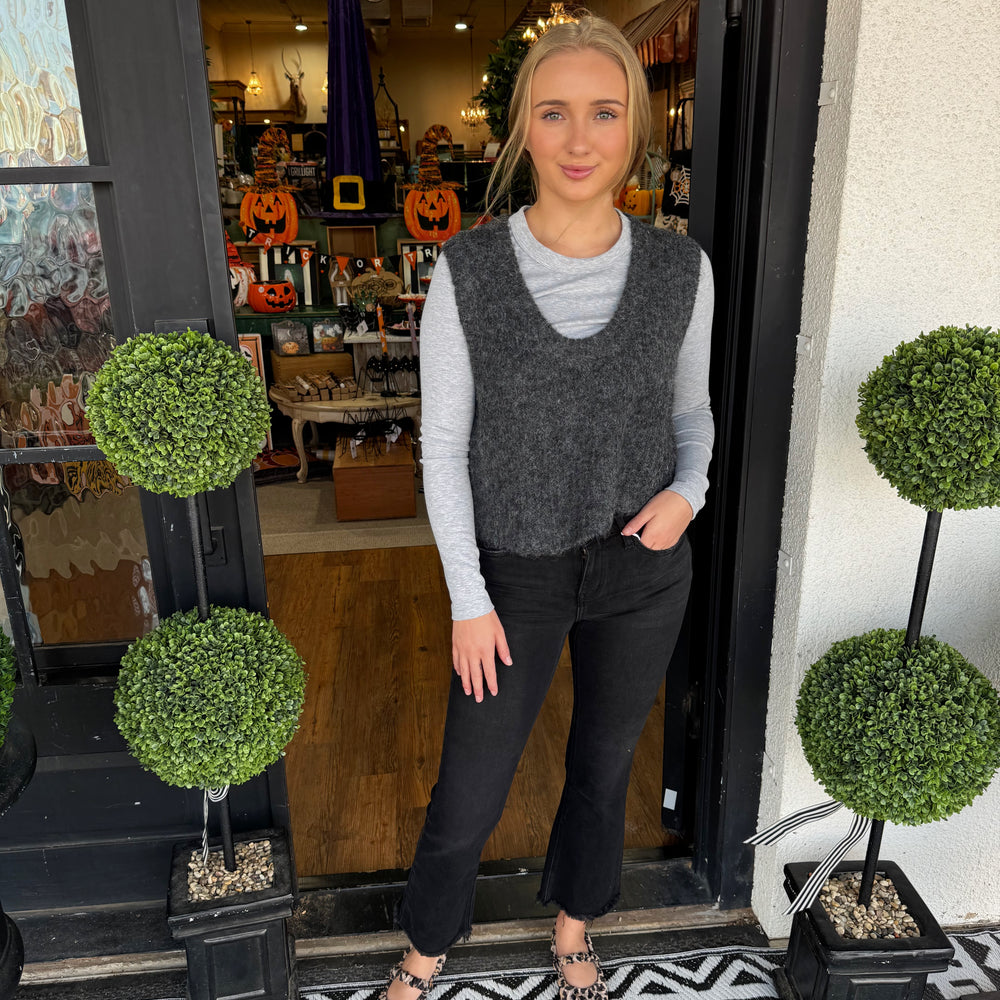 Jordyn Sweater Top - Charcoal