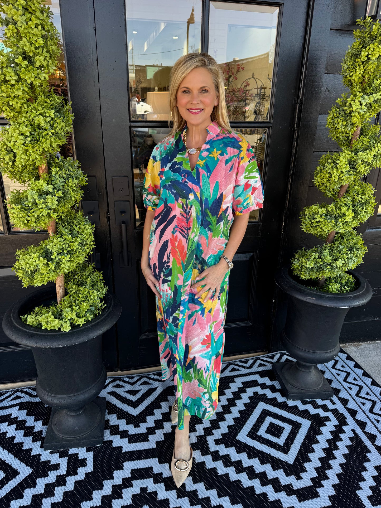 Erica Dress - Coral Combo