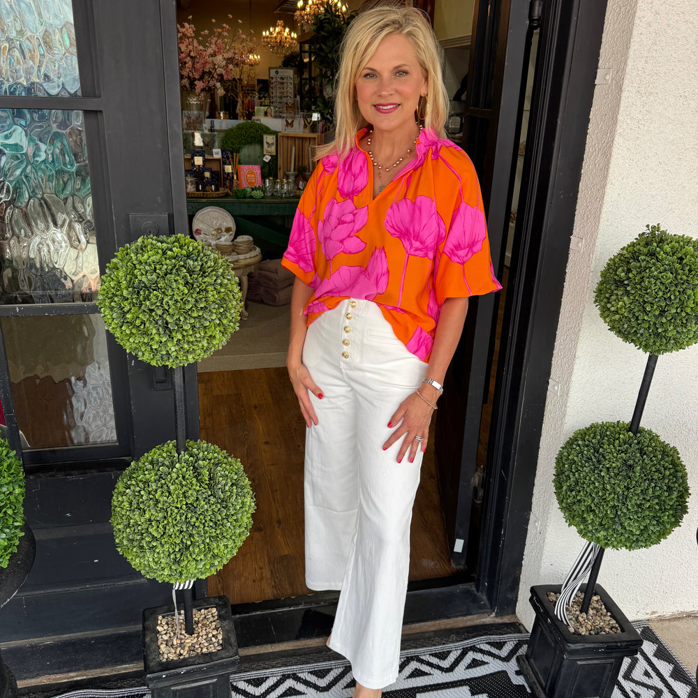 
                  
                    Kennedy Top- Pink/ Orange
                  
                