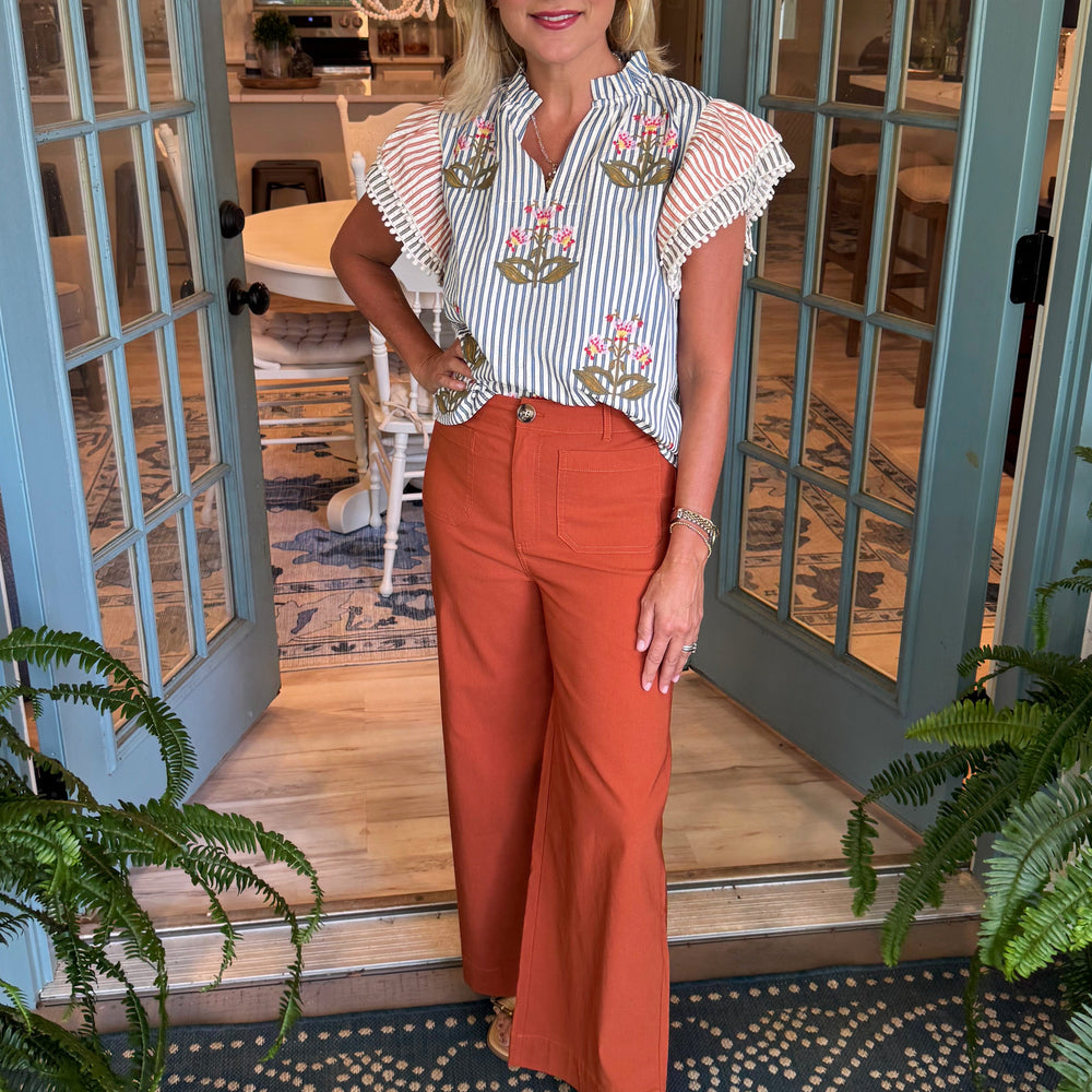 Jake Wide Leg Pant - Rust