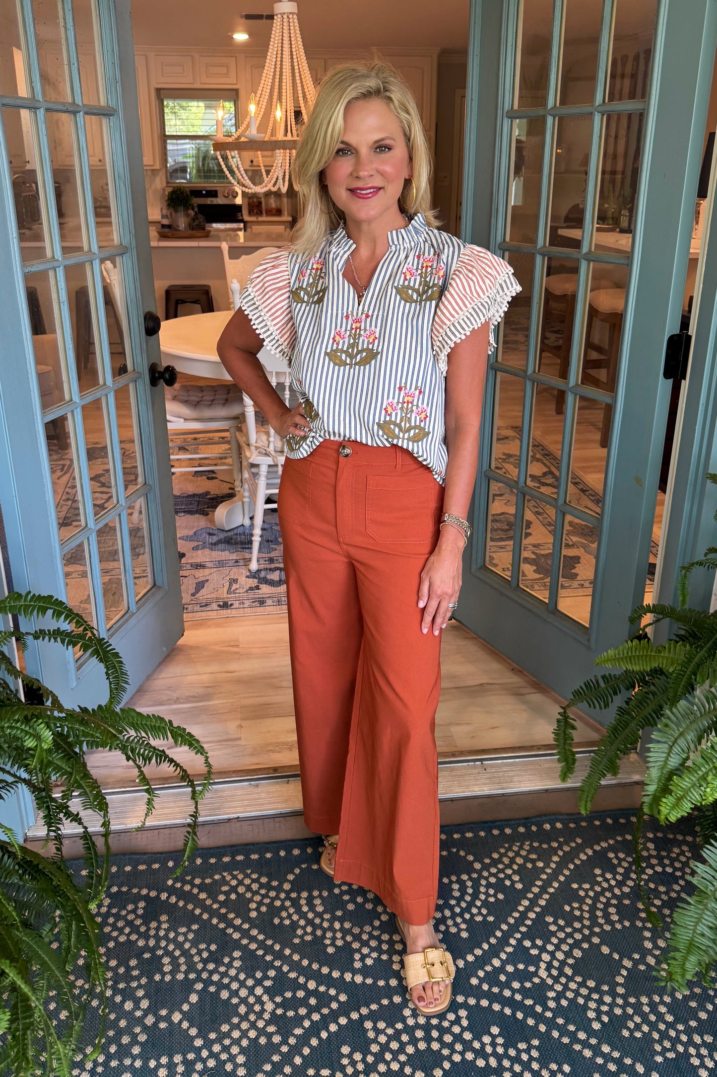 Jake Wide Leg Pant - Rust