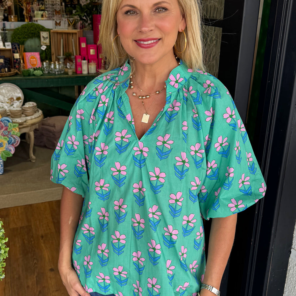 
                  
                    Brooklyn Floral Top- Green Mix
                  
                