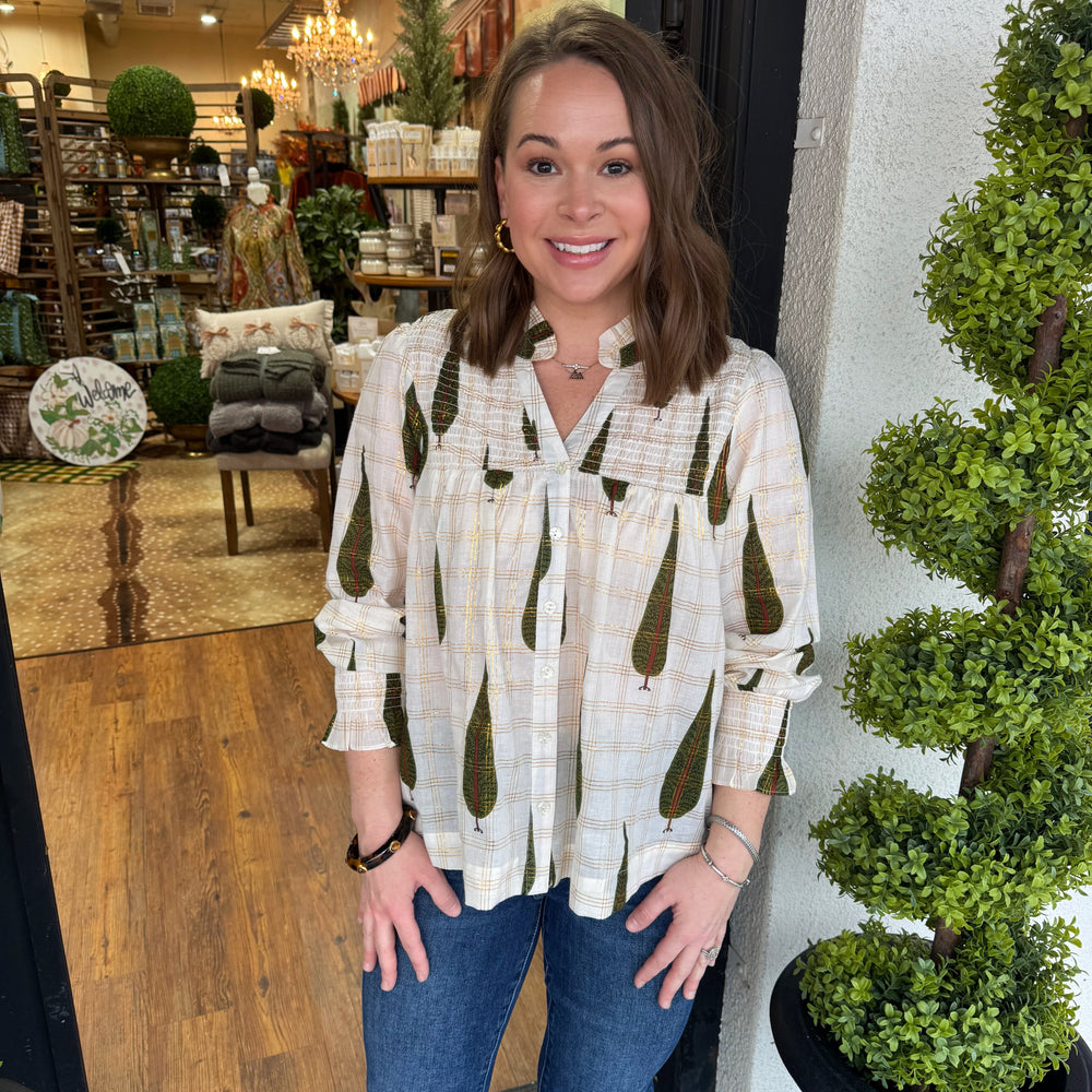 Ivy Jane Metallic Plaid Tree Top