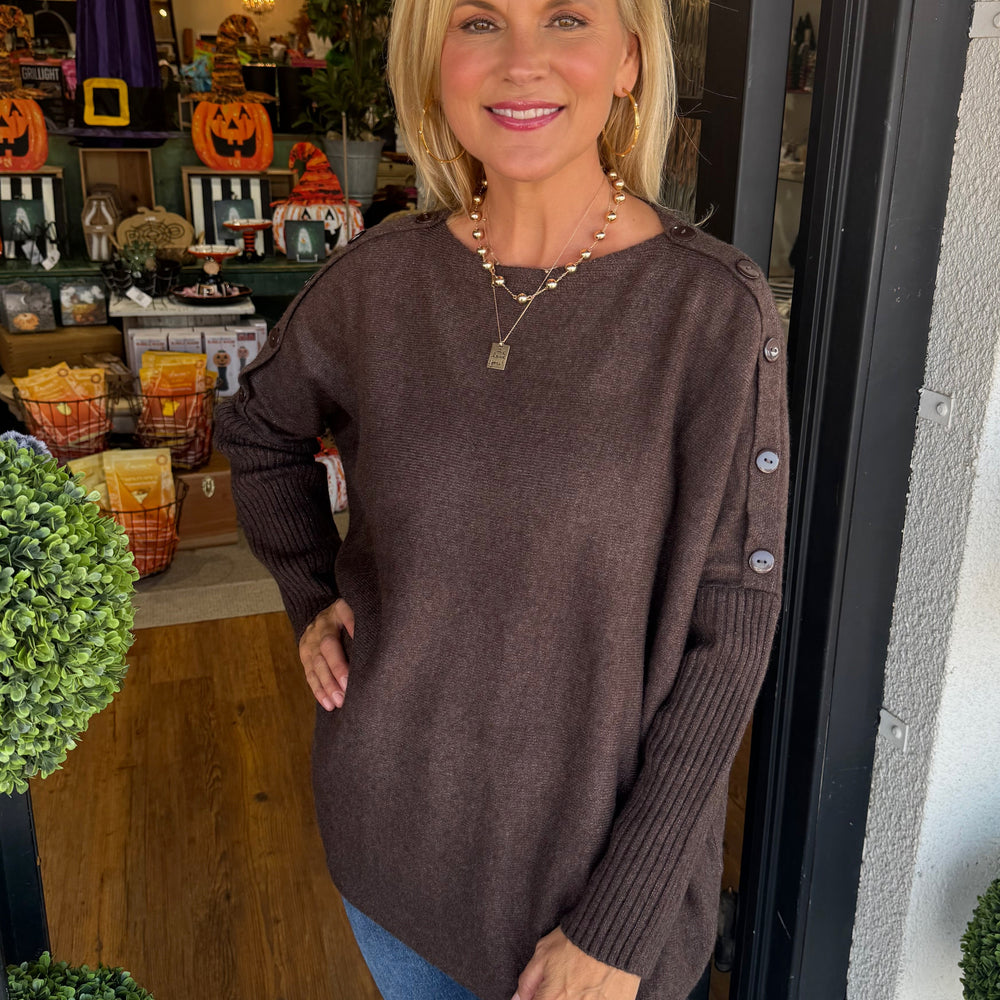 Sheffield Button Sweater - Brown