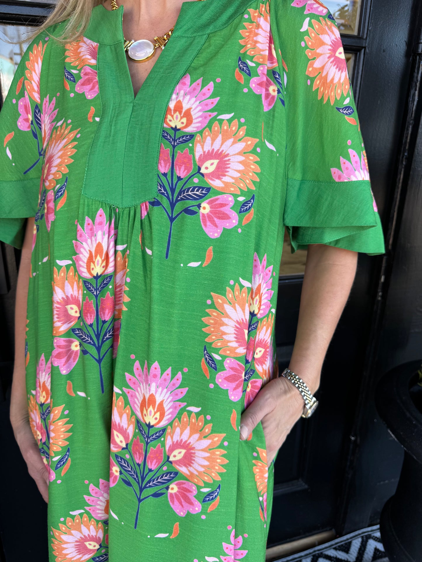 Caroline Dress - Kelly Green