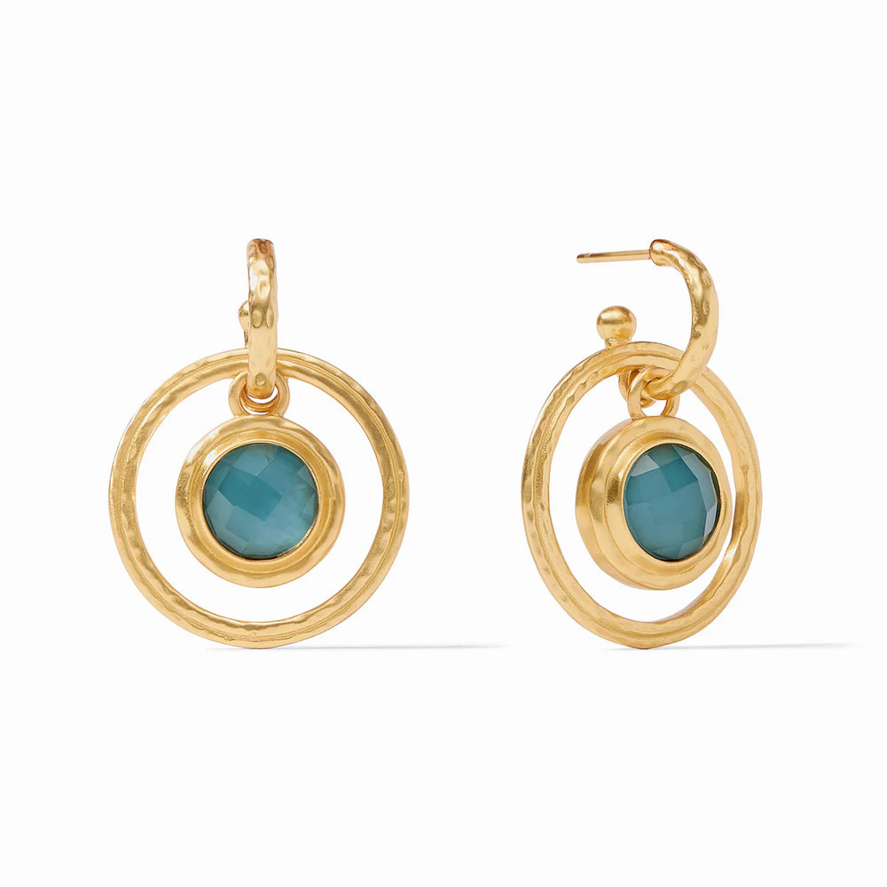 Astor Statement Hoop & Charm Earring Iridescent Peacock Blue