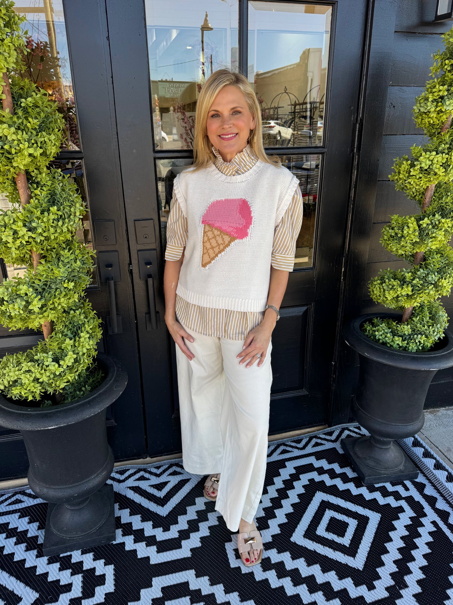 Steely Sweater - Cream/Pink