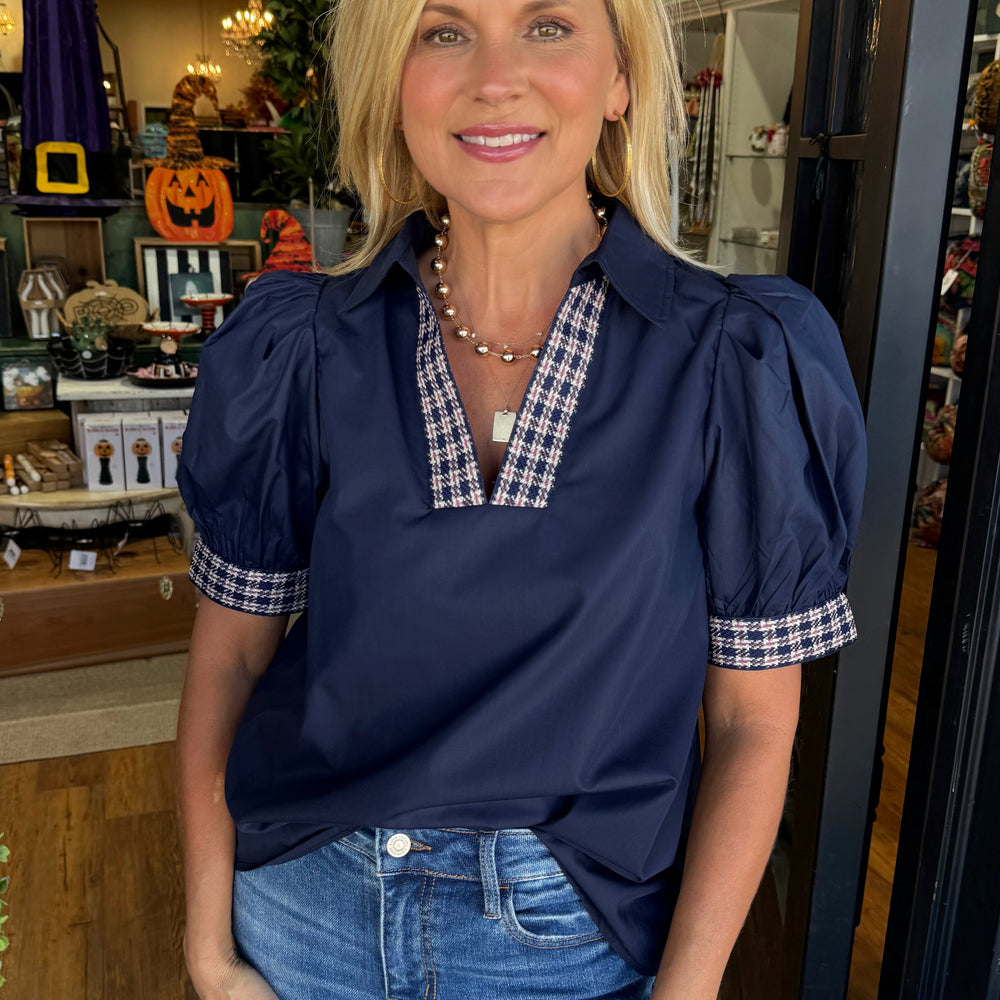 Evangaline Top-Navy