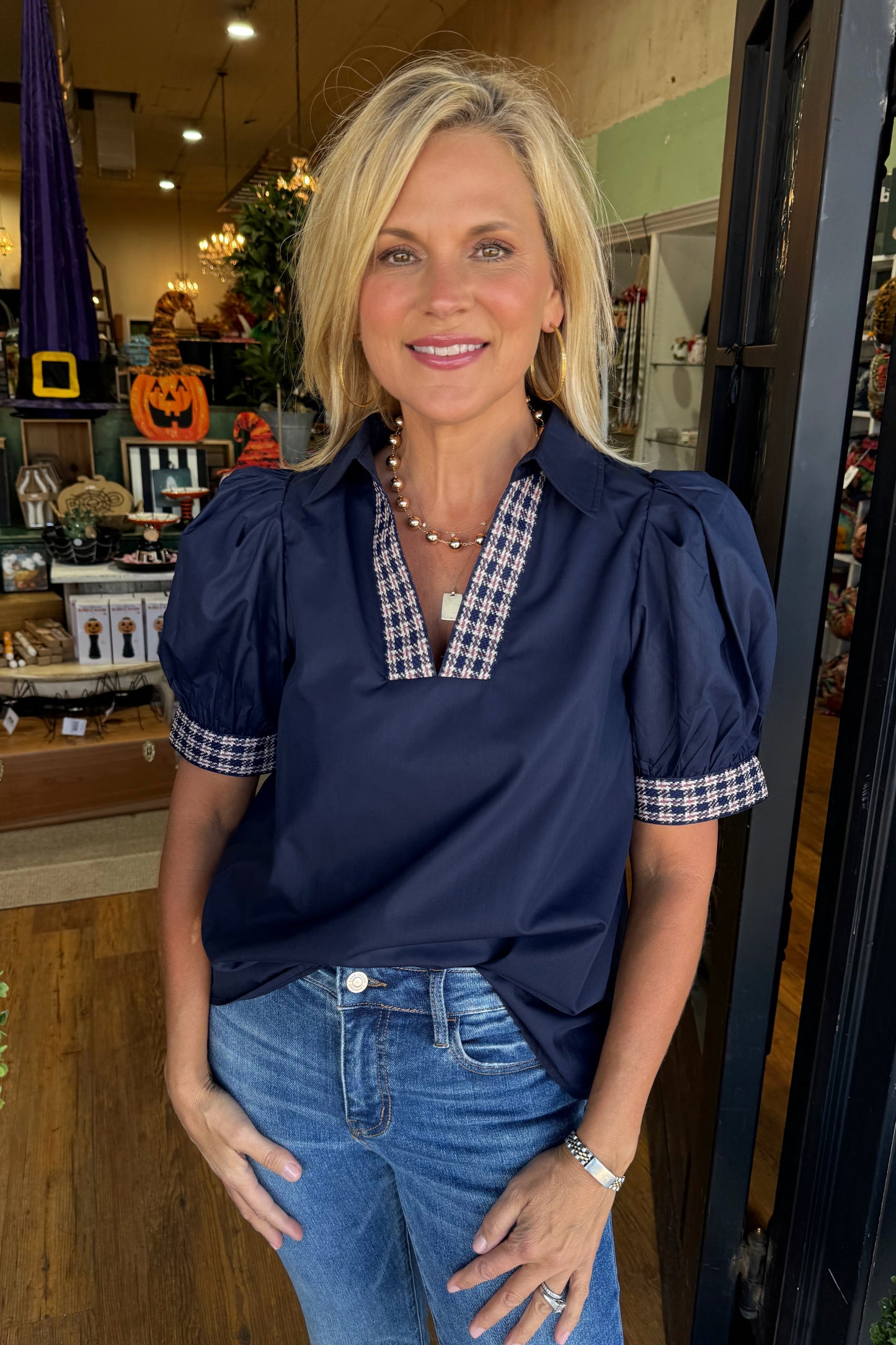 Evangaline Top-Navy