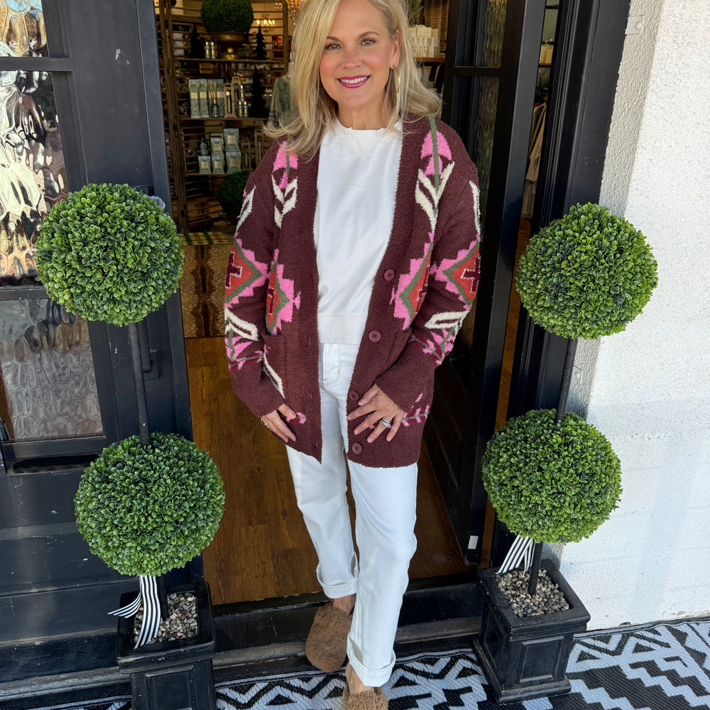 Winnie Cardigan - Mocha Multi