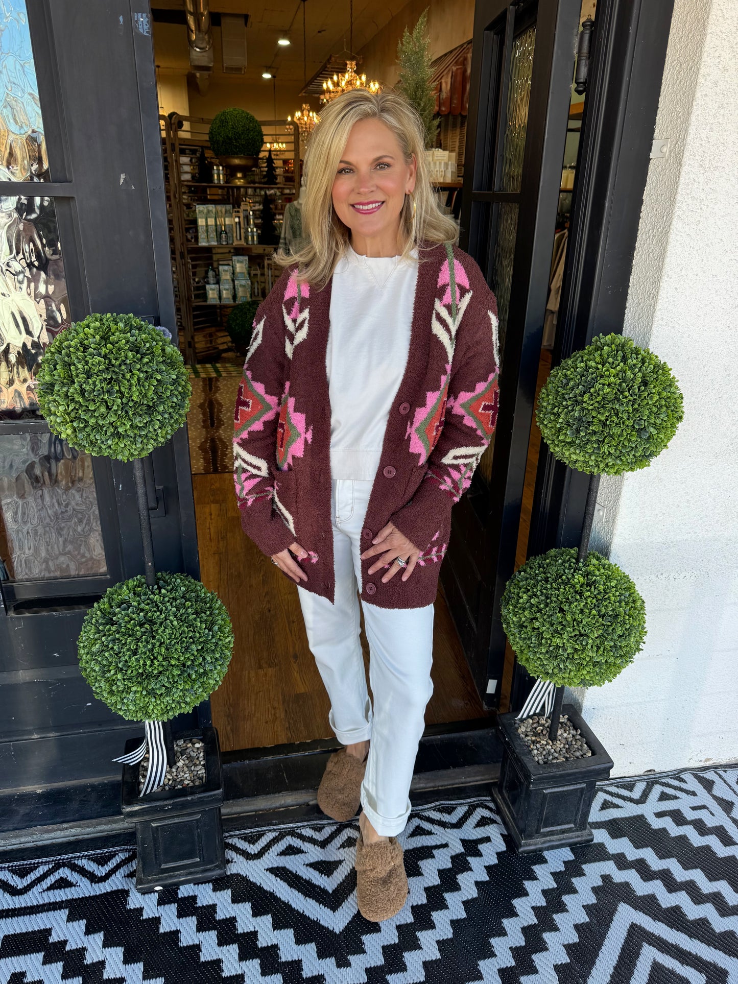 Winnie Cardigan - Mocha Multi