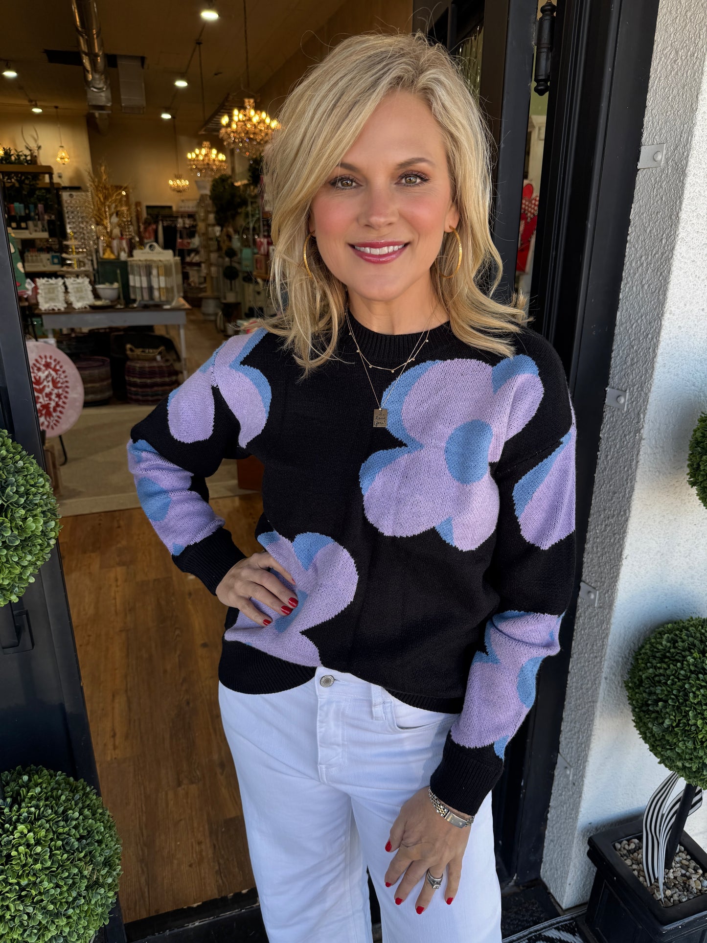 Heidi Flower Knit Sweater