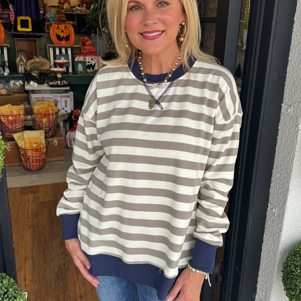 Madeline Top - Olive/Navy