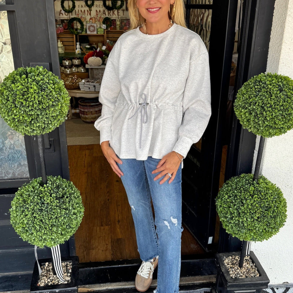 Courtney Pullover Top- Heather Grey