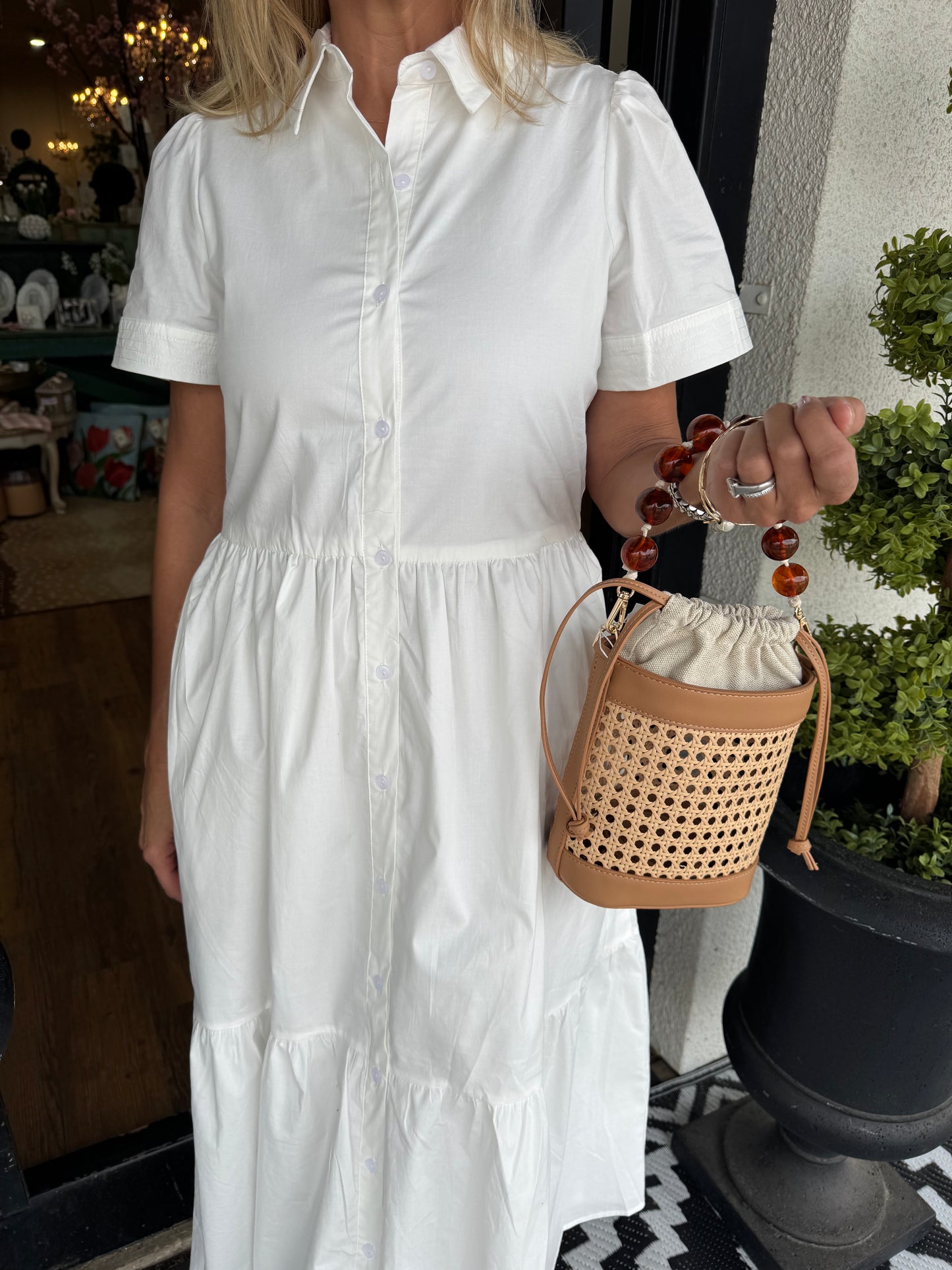 Mary Square Jema Dress - White 1X Mary Square Jema Dress - White 1X
