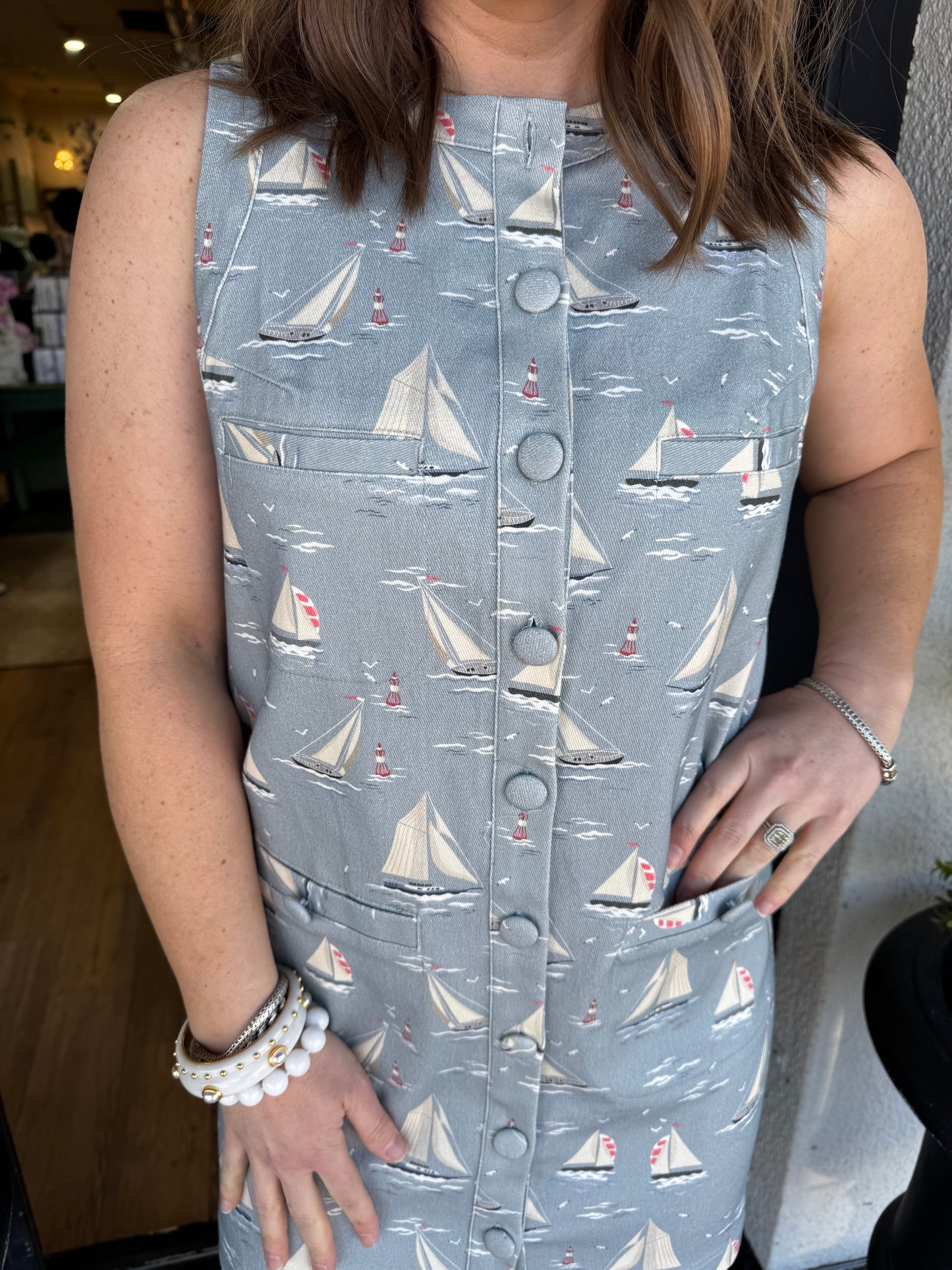 Sutton Dress - Dusty Blue