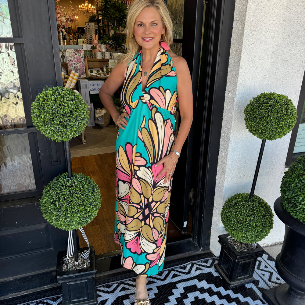 Pricilla Halter Tropical Dress