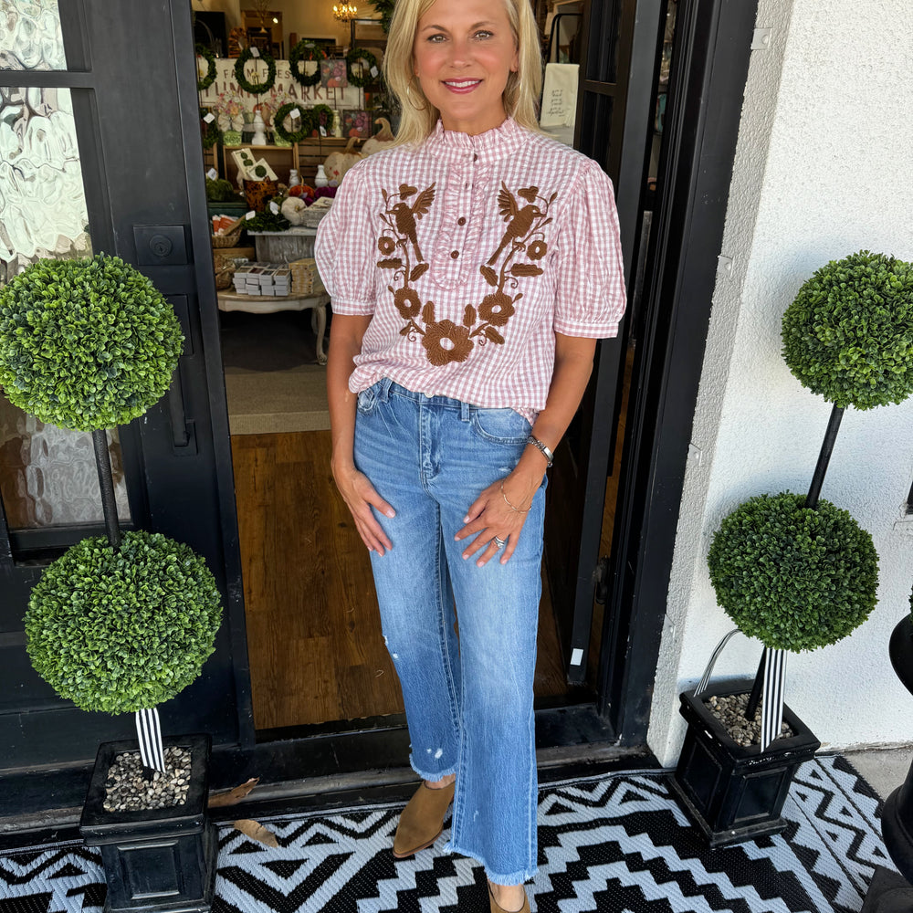 Sister Mary Blanca Top - Pink Checkered