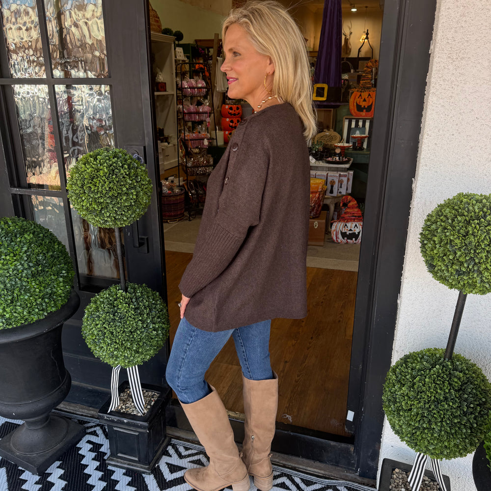 
                  
                    Sheffield Button Sweater - Brown
                  
                