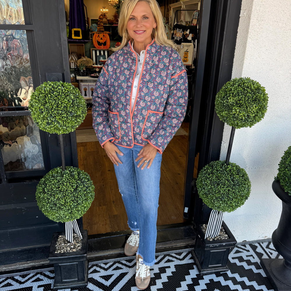 Cher Block Print Jacket - Blue